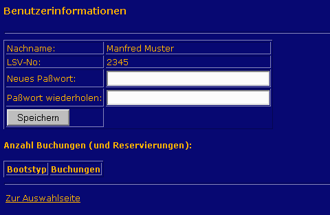 Pa&szlig;wort und Buchungsinformation